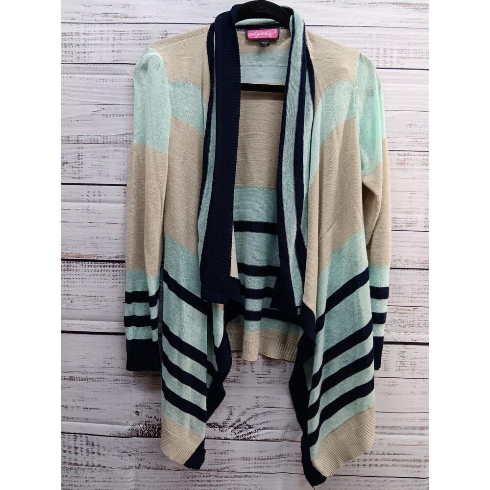 Say What Cardigan Sweater Women’s Small Open Front Long Sleeves Color Block